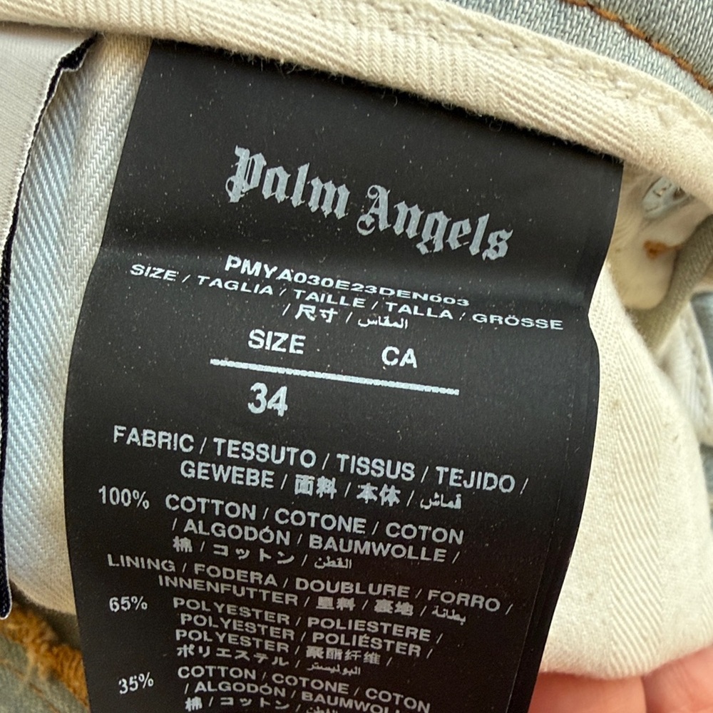 Palm Angels Light Gray Distressed Men's Jeans - Picture 8 of 14